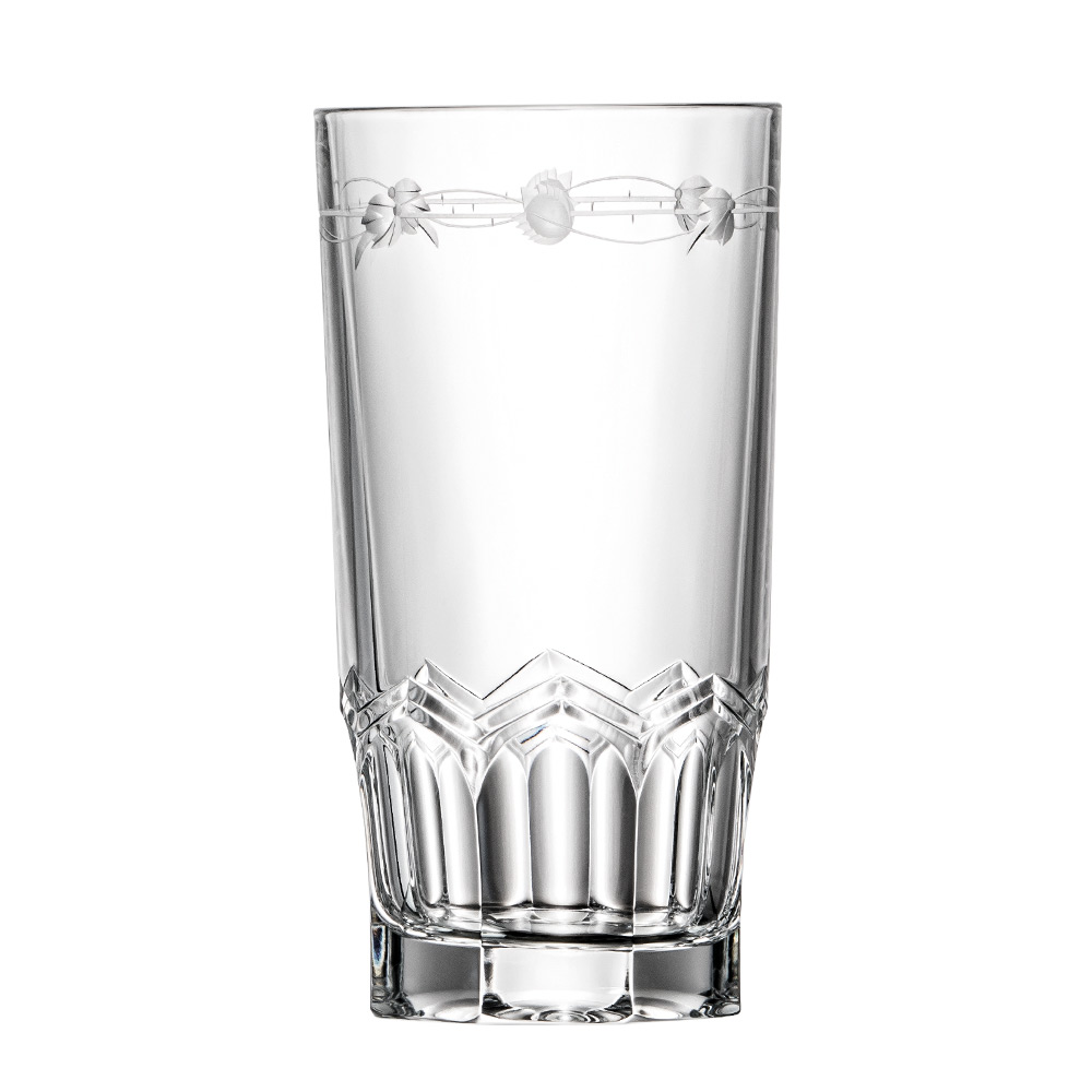 Longdrinkglass crystal Lilly Gold rim clear (13,5 cm)