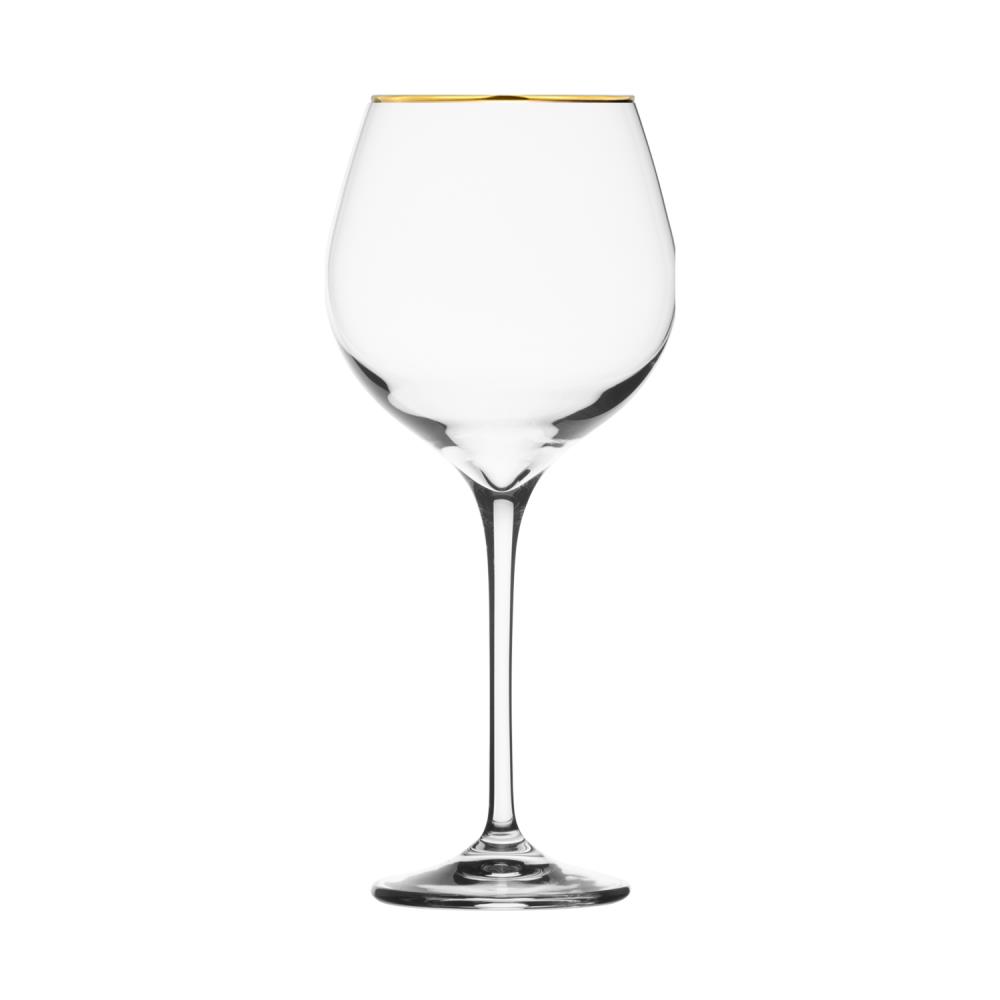 Red Wine glass crystal Pure Gold rim clear (22,6 cm)