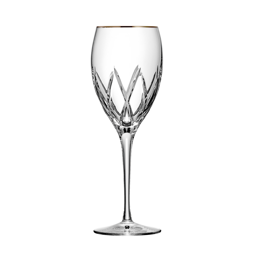 Red wine glass crystal London Gold rim clear (21,5 cm)